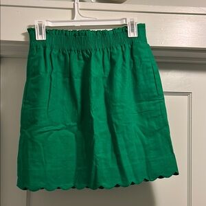 J. Crew Green Stretchy & Scalloped Women's Skirt, Size 2 - NWT